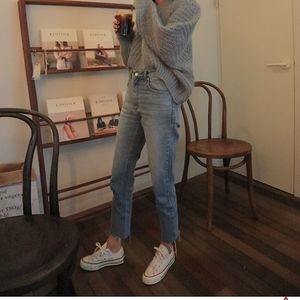 Stylenanda high rise raw hem jeans